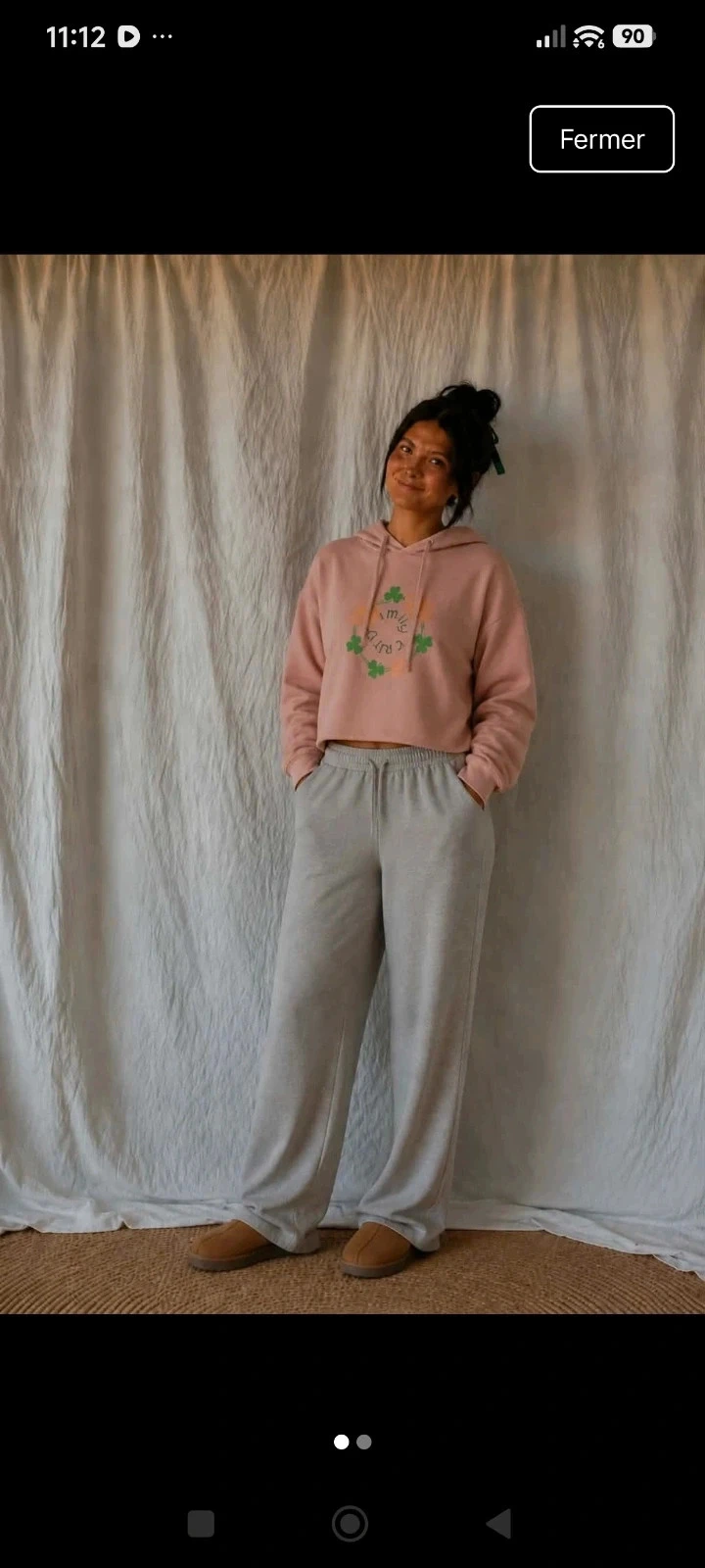 Sweat court rose taille M